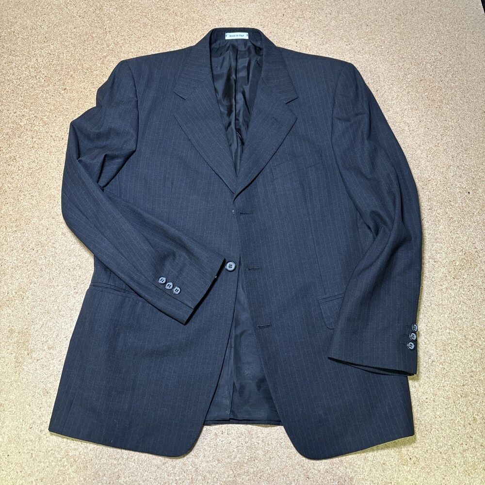 Yves Saint Laurent YSL Worsted Wool Pinstripe Gray Suit Jacket 39R